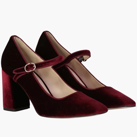 Tuckernuck Shoes - Tuckernuck Oxblood Velvet Julia Heels size 8 burgundy red Mary Jane